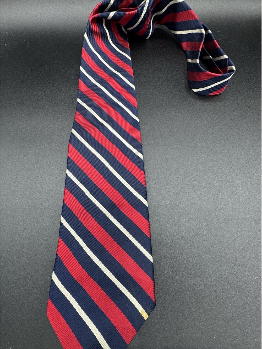 Robert Talbott Nordstrom 100% Silk Tie USA Made Navy Red White Rep Stripe Tie